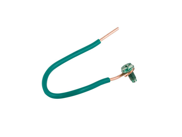 RACO 8983-1, Grounding Pigtails, 12 Solid Insulated Copper Wire, 6' Length with 10-32 Captive Green Ground Screw with 4-Way Combo Head (10pc Pack)