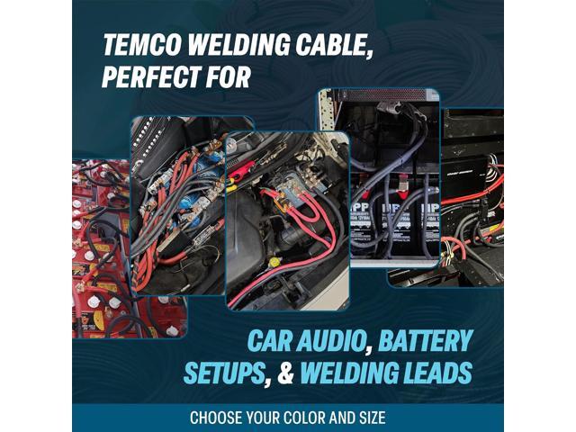 TEMCo 2 Gauge AWG 25 Ft Black + 25 Ft Red Flexible Pure Copper Made in USA Welding Cable Battery Wire - Heavy Duty Solar, Inverter, Car, RV, Truck