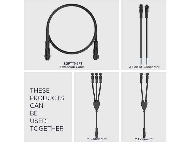 BTF-LIGHTING 3 Pin Electrical Metal nut Connector 18AWG IP68 Male Female Connector 7.87in/20cm Extension Cable for Car,Truck,Boat,Indoor/Outdoor...