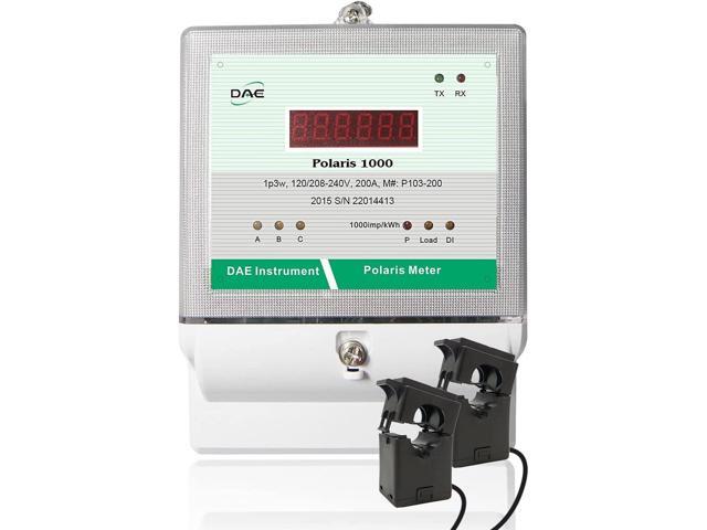 DAE P103-100 KIT UL, kWh Smart Submeter Polaris 1000, 1 or 2 Phase, 3 Wire (2 hot Wire, 1 Neutral), 100A, 120/240v, 2 Split Core CTs