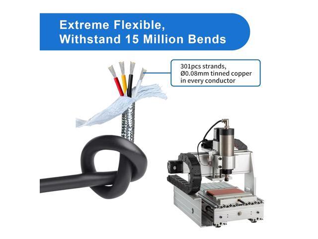16AWG 1.5mm² Shielded Chain CNC Wire (15FT) UL2464 Tinned Copper Core Extreme Flexible 16 Gauge 4 Core Cable Electrical Wire for CNC Router...