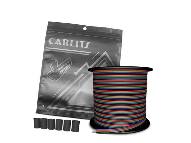 CARLITS 100ft 22 AWG 4 Colors RGB Extension Cable Wire Cord Line, 12/24V DC 30M Led Lights 4pin Wires Strip Extend Wire Spool for 5050 3528 RGB LED...