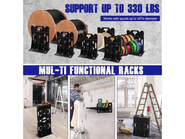 Multi Purpose Wire Dispenser, Cable/Wire Spool Rack, Wire Spool Caddy, Holds Spools Up to 34' In Diameter, Load Capacity 330 LBS, 1 Pair (BLACK)