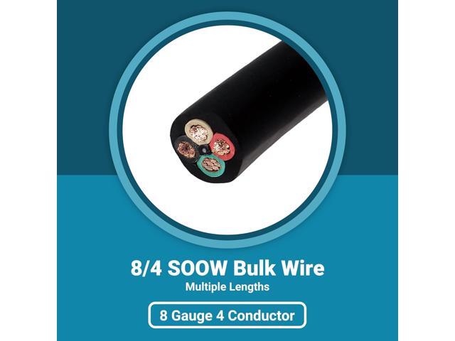 IronBox Electric 8/4 SOOW Bulk Electrical Wire - 4-Conductor Wire, 35A, 600V, Outdoor Rated, 8 Gauge Extension Cord - Heavy Duty Portable...
