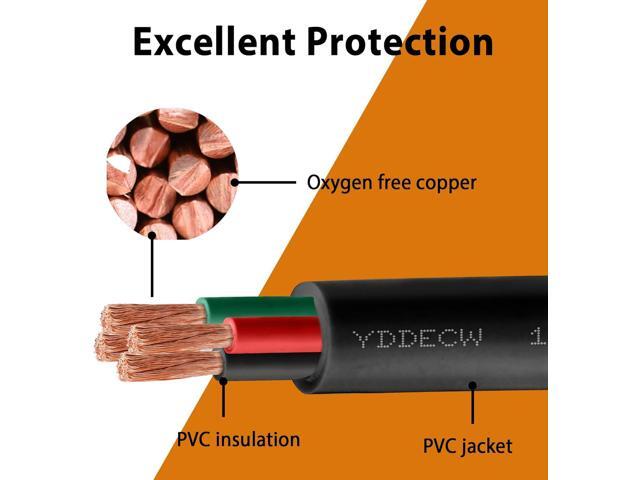 50ft 16/4 16 AWG Portable Power Cable (4 Conductor) - SJOOW 300V 16 Gauge Electric Wire for Motor Leads, Portable Lights, Battery Chargers and...