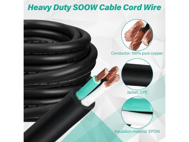Copkim 10/3 AWG 10 ft SOOW Power Cable, 600V 10 Gauge Portable 3 Conductor Electric Wire Rubber Electrical Cord CPE Insulation Jacket for Portable...