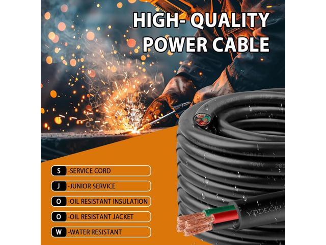 50ft 16/4 16 AWG Portable Power Cable (4 Conductor) - SJOOW 300V 16 Gauge Electric Wire for Motor Leads, Portable Lights, Battery Chargers and...