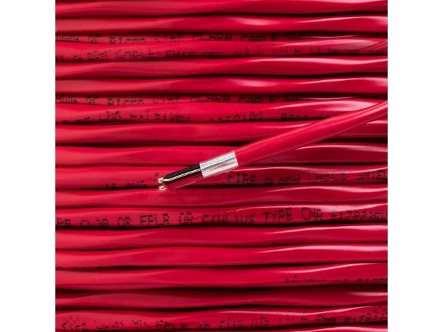 EWCS 18 AWG 2/C Solid FPLR Riser Rated Shielded Fire Alarm Cable Red - 1000 Feet - Made in USA