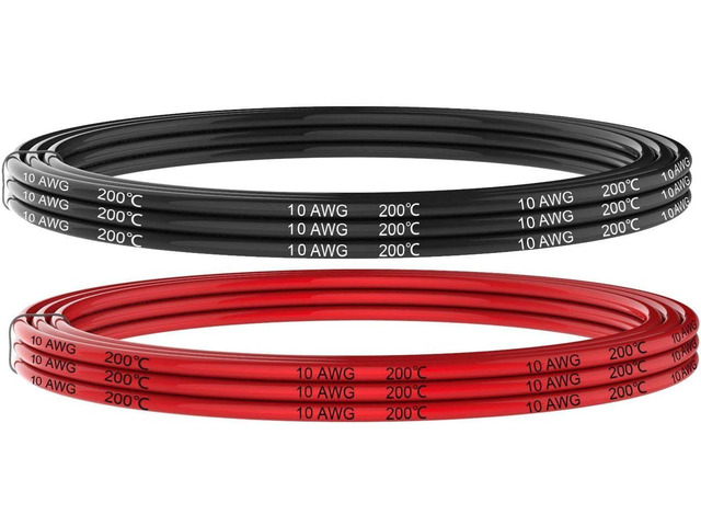 Electrical Wire 10 Gauge (awg) Stranded Silicone Hook Up wire Cables (Red and Black) Soft and Flexible 1050 Strands 0.08 mm of Tinned copper wire...