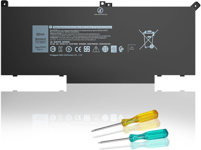 BND 60WH F3YGT Battery Replacement for Dell Latitude 12 7000 7280 7290 13 7000 7380 7390 P29S002 14 7000 7480 7490 P28S P28S001 P73G P73G002 Series...