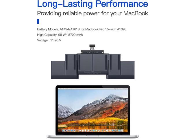A1398 Battery Replacement for MacBook Pro 15-inch A1398 (Mid 2015,Mid 2014,Late 2013) Retina A1494/A1618 Battery