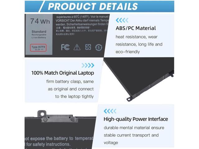 74Wh 357F9 Battery for Dell Inspiron 15 7000 Gaming 15 7559 i7559 i7559-5012GRY 7557 i7557 i5577-7342blk-pus 5577 7567 5576 7566 INS15PD Series...