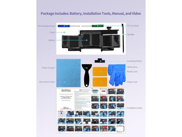 A1502 Battery Replacement for MacBook Pro 13-inch A1502 (Early 2015, Mid 2014, Late 2013) Retina A1493/A1582 Battery