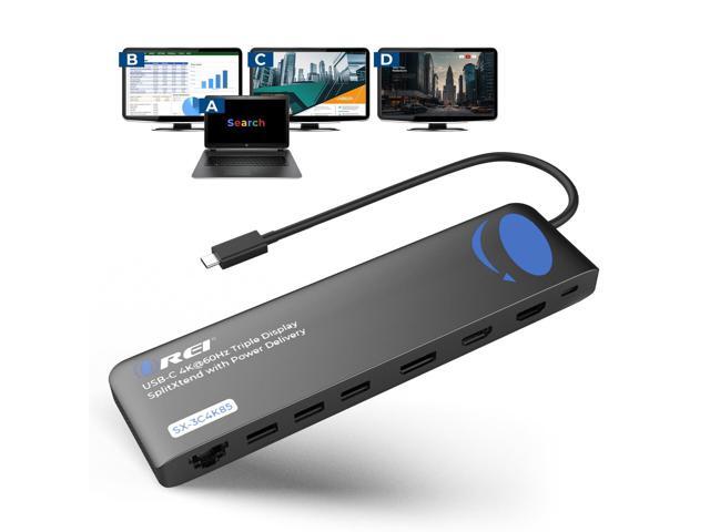 OREI USB C Docking Station 3 Monitors 12 in 1 Laptop Docking Station with 2 HDMI & 1 DisplayPort, 100W PD, Gigabit Ethernet, 2X USB 2.0, 2X USB...