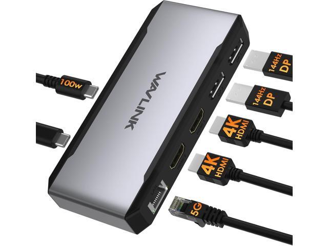 USB C Docking Station Dual HDMI, WAVLINK 4 Monitor Docking Station with Dual DP, Dual HDMI, 100W PD in, 5G Ethernet Port for Dell/HP/Lenovo etc,...