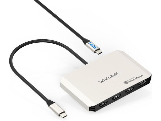 4 Monitor Docking Station, WAVLINK Quad Monitors Adapter for M1/M2/M3/M4 macOS Systems, 140W PD in, 4 HDMI, Quad 4K Output, SMI Driver & Host...