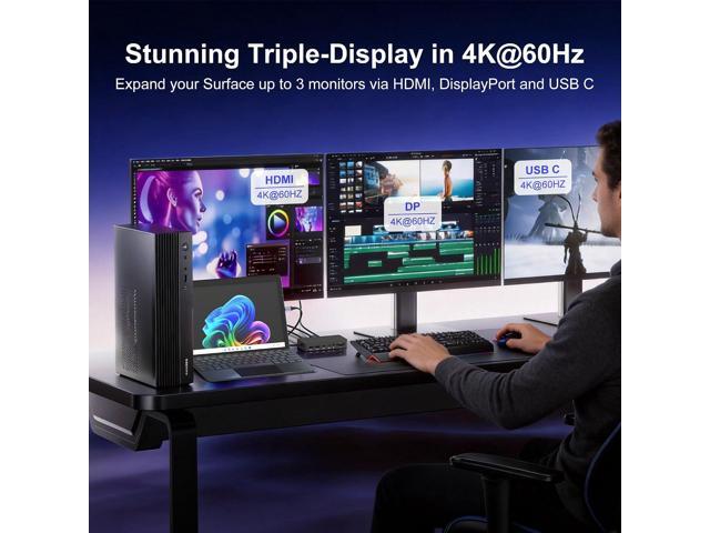 Surface Thunderbolt 4 Docking Station 12-in-1, 120W Fast Charging Surface Pro Dock, Triple Display 4K@60Hz for Surface Pro 12/11/10/9/8/7/7+,...