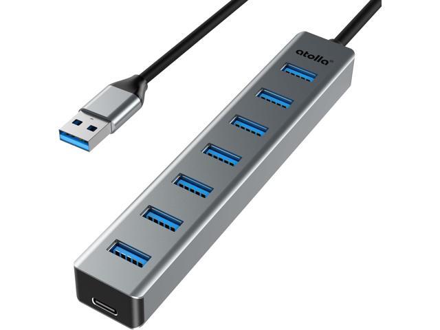 USB 3.0 hub, atolla 7-Port Multi USB Aluminum hub, 1m Extension Cable USB Splitter, Suitable for PC, Laptop, MacBook Pro, etc.