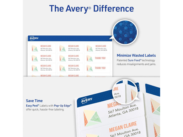Avery Easy Peel Printable Address Labels with Sure Feed, 1' x 2-5/8' Customizable Stickers, White, 3,000 Blank Mailing Labels, Great for Mailing,...
