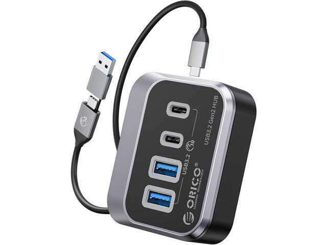 ORICO USB Hub 10Gbps with 2 USB A Ports+2 USB C Ports, USB 3.2 Gen 2 Hub with 3.28Ft USB-C-A/C Cable USB Splitter for iMac, MacBooks, Mac mini