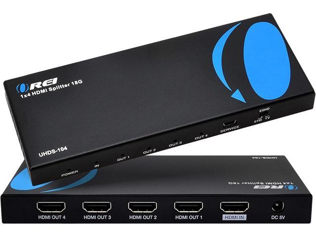 OREI HDMI Splitter 1 in 4 Out 1x4 4K@60Hz HDMI 2.0 UHD Powered 4-Port HDMI Splitter with HDCP 2.2, EDID Management, 18Gbps Bandwidth 4-Way Output...