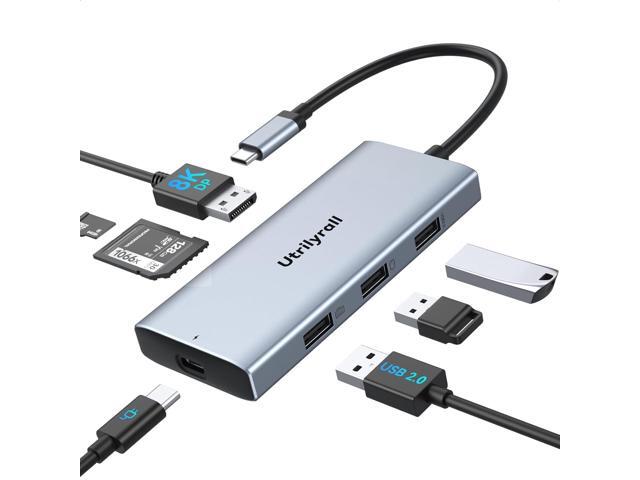 USB C to DisplayPort Adapter, 7-in-1 USB C Hub with DisplayPort 8K@30Hz/4K@120Hz, 87W PD Charging, 3 USB 2.0 Ports, SD/TF Card Reader for MacBook...