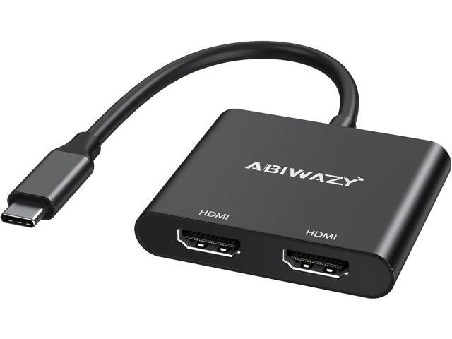 USB C to Dual HDMI Adapter 4K@60Hz, HDMI Splitter for Dual Monitors Extend Display, USB C HUB Multi Monitor Adapter to 2HDMI Ports Converter for...