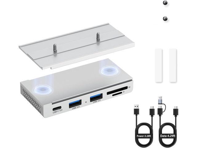 EJAY 5-in-1 Magnetic USB 3.0 Hub with SD/TF Card Reader, 2 USB-A + 1 USB-C Ports, Includes Sliding Rail, Screws & Sticky Pads for MacBook Laptop PC...