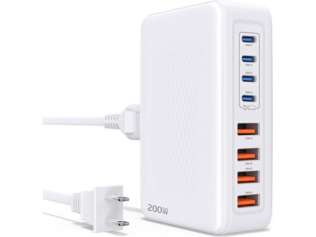 200W USB C Charging Station,8-Port GaN USB C Charger Block,PD 65W Desktop Charger, Power Strip Adapter Compatible with iPhone 17/16/15/14,MacBook...