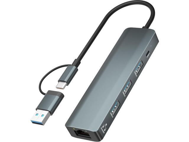 USB C to Ethernet Adapter, 5Gbps Data Port Hub Network with 3*USB3.0, USB3.0 Hub with RJ45 10/100/1000 Gigabit Ethernet Adapter Support Windows...