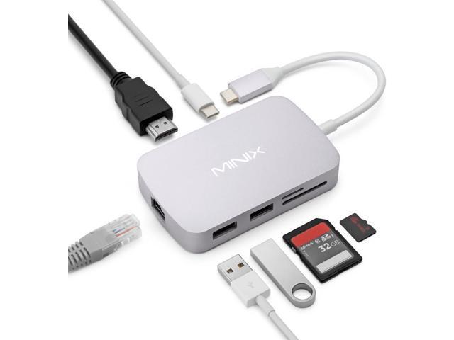 MINIX USB C Adapter, 7 in 1 USB C Hub with 4K 60Hz HDMI,Gigabit Ethernet, 2 USB 3.0, 100W PD Charging, SD/TF Card Reader, Compatible with MacBook...