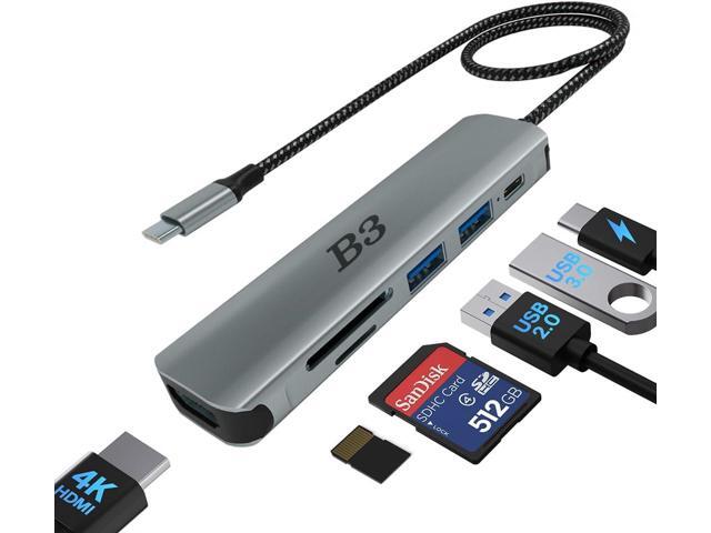 USB C Hub HDMI Adapter for MacBook Air Pro, 7 in 1 4K Dongle Multiport Converter with 50cm Cable, USB 3.0 5Gbps Data Transfer, 100W PD, SD/TF Card...