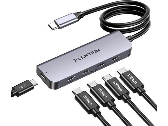 LENTION 4-Port USB C Hub with Long Cable 2FT, USB C Hub Multiport Adapter 4 x Type C 3.2 10Gbps, 100W PD Charging USBC Splitter, Compatible with...