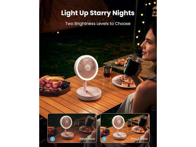 Gaiatop Foldable Small Desk Fan, 6000mAh Battery Powered Portable Fan with LED Night Light, USB Rechargeable, Bedroom Office Dorm Travel Camping...