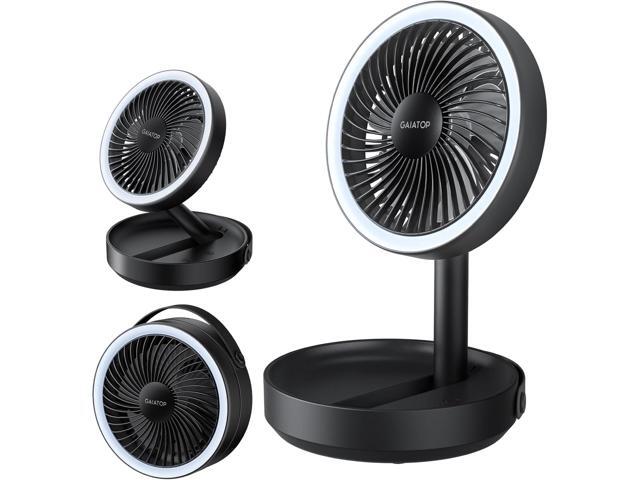 Gaiatop Foldable Small Desk Fan, 6000mAh Battery Powered Portable Fan with LED Night Light, USB Rechargeable, Bedroom Office Dorm Travel Camping...