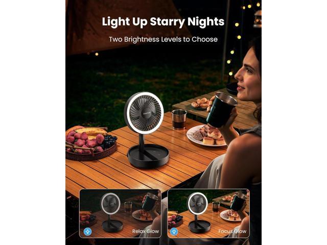Gaiatop Foldable Small Desk Fan, 6000mAh Battery Powered Portable Fan with LED Night Light, USB Rechargeable, Bedroom Office Dorm Travel Camping...