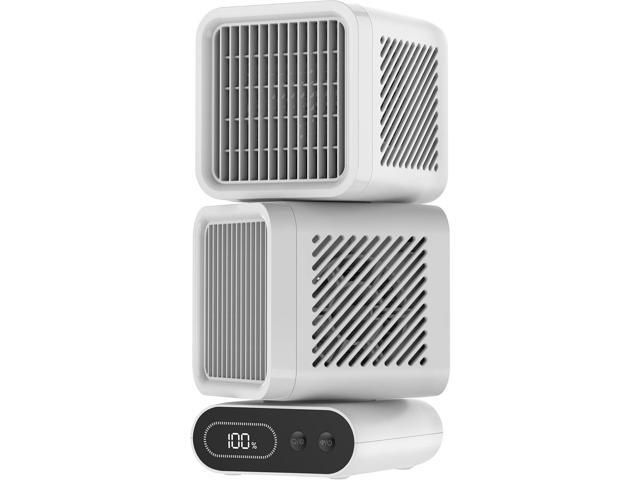 Desk Fan, 11-Inch Table Fan for Bedroom, 6 Speeds, Digital Display, Dual Heads 6000mAh Battery USB Fans, 360° Rotating, 120° Auto Oscillating, Desk...