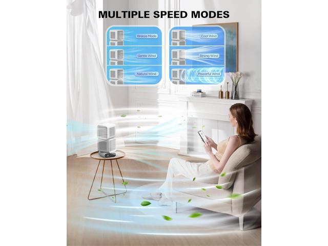 Desk Fan, 11-Inch Table Fan for Bedroom, 6 Speeds, Digital Display, Dual Heads 6000mAh Battery USB Fans, 360° Rotating, 120° Auto Oscillating, Desk...