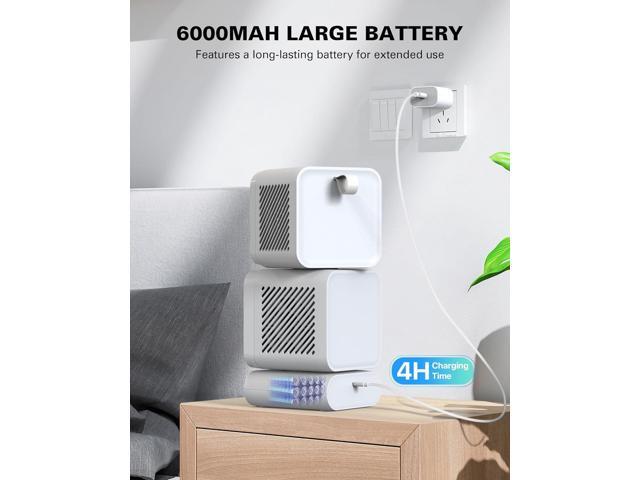 Desk Fan, 11-Inch Table Fan for Bedroom, 6 Speeds, Digital Display, Dual Heads 6000mAh Battery USB Fans, 360° Rotating, 120° Auto Oscillating, Desk...