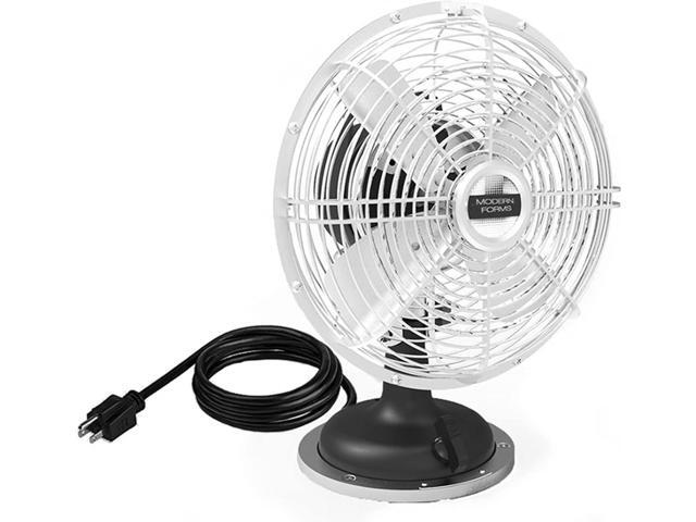Modern Forms 9in Oscillating Plug-in Desk Fan with Three Speed Motor Control in Matte Black and Nickel Finish
