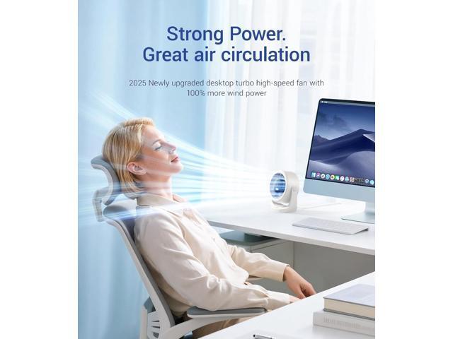 Diveblues USB Desk Turbo Fan, Ultra-Quiet Mini Desk Fan, Powerful Wind, LED Display, 5 Speed, 360° Rotating Small Portable Fan for Home, Office and...