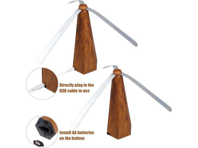 3 PCS Fly Fan for Tables Fan Fly Portable Wood Grain Table Fan,for Outdoor
