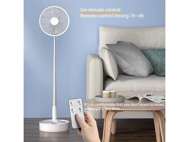 Portable Foldable Oscillating Fan with Remote Control, 7200mAh Rechargeable USB Standing Fan, 8'' Quiet Table Fan with 3 Speeds, Timing Function,...