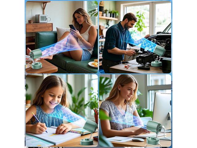 Portable Small Aroma Desk Fan - USB-C Rechargeable 4000mAh 4 Speeds Mini Quiet Table Fans Tilt Adjustable for Bedroom Office & Home, 9H (Green)