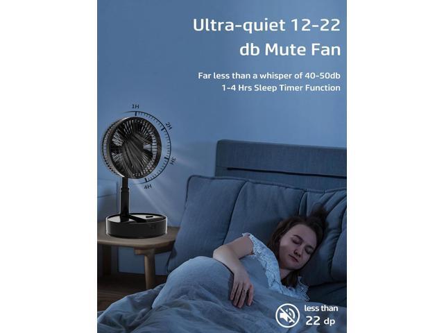 UN UNITEDTIME Foldable Fan Foldaway with Remote Control, 7200mAh Rechargeable Battery Powered Pedestal Fan for Camping, 4 Speed, Timer, Portable...