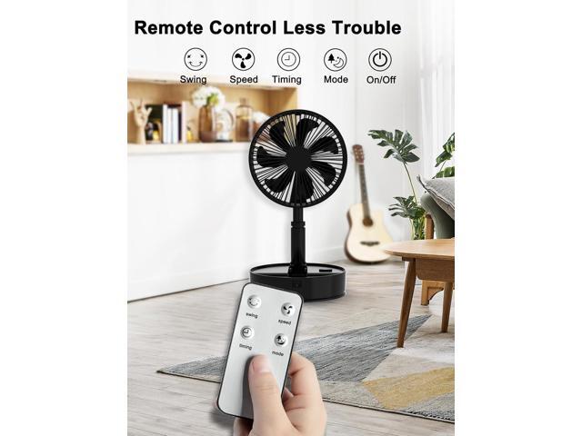 UN UNITEDTIME Foldable Fan Foldaway with Remote Control, 7200mAh Rechargeable Battery Powered Pedestal Fan for Camping, 4 Speed, Timer, Portable...