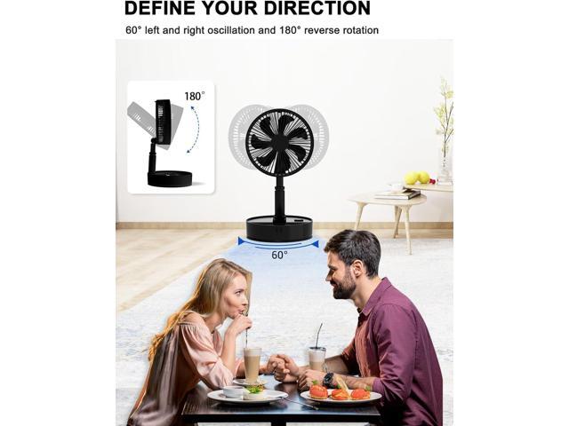 UN UNITEDTIME Foldable Fan Foldaway with Remote Control, 7200mAh Rechargeable Battery Powered Pedestal Fan for Camping, 4 Speed, Timer, Portable...