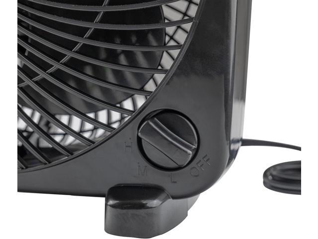 Comfort Zone Box Fan, 9 inch Portable Desk fan, Quiet 3 Speed Mini Fan for Bedroom, Electric Bedside Table Fan, Black
