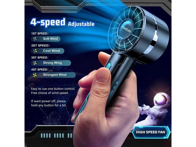 2pcs Portable Handheld Turbo Fan with 7000rpm High-Speed Motor USB Rechargeable Cooling Personal Fan 4-Speed, 4-16H Runtime, with Lanyard for...