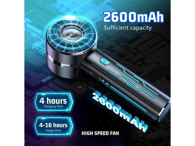2pcs Portable Handheld Turbo Fan with 7000rpm High-Speed Motor USB Rechargeable Cooling Personal Fan 4-Speed, 4-16H Runtime, with Lanyard for...